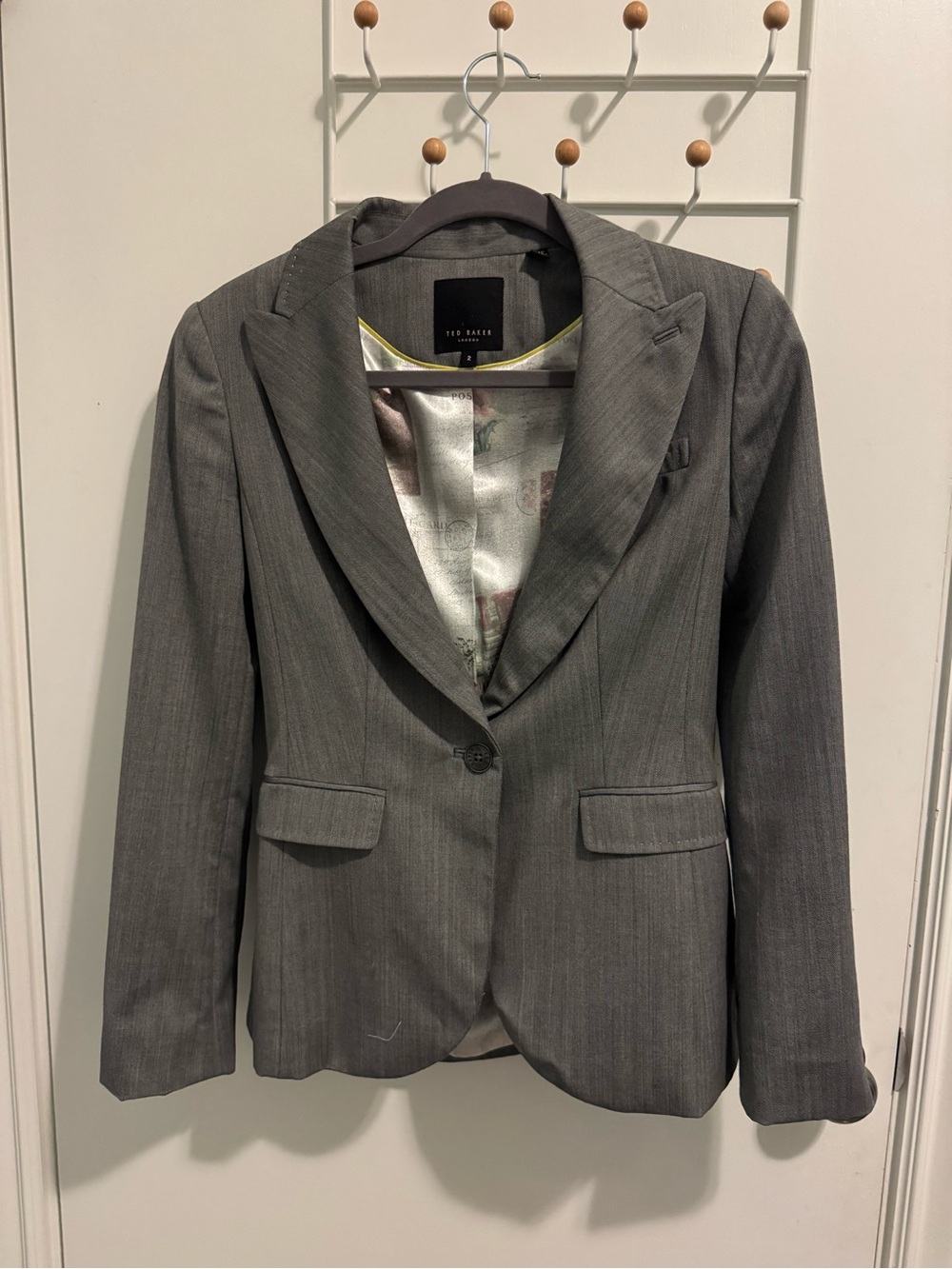 Ted Baker Gray Tailored Single-Button Blazer